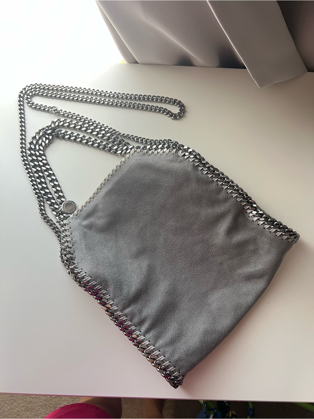 Gray Chain-Trim Women's Crossbody Bag